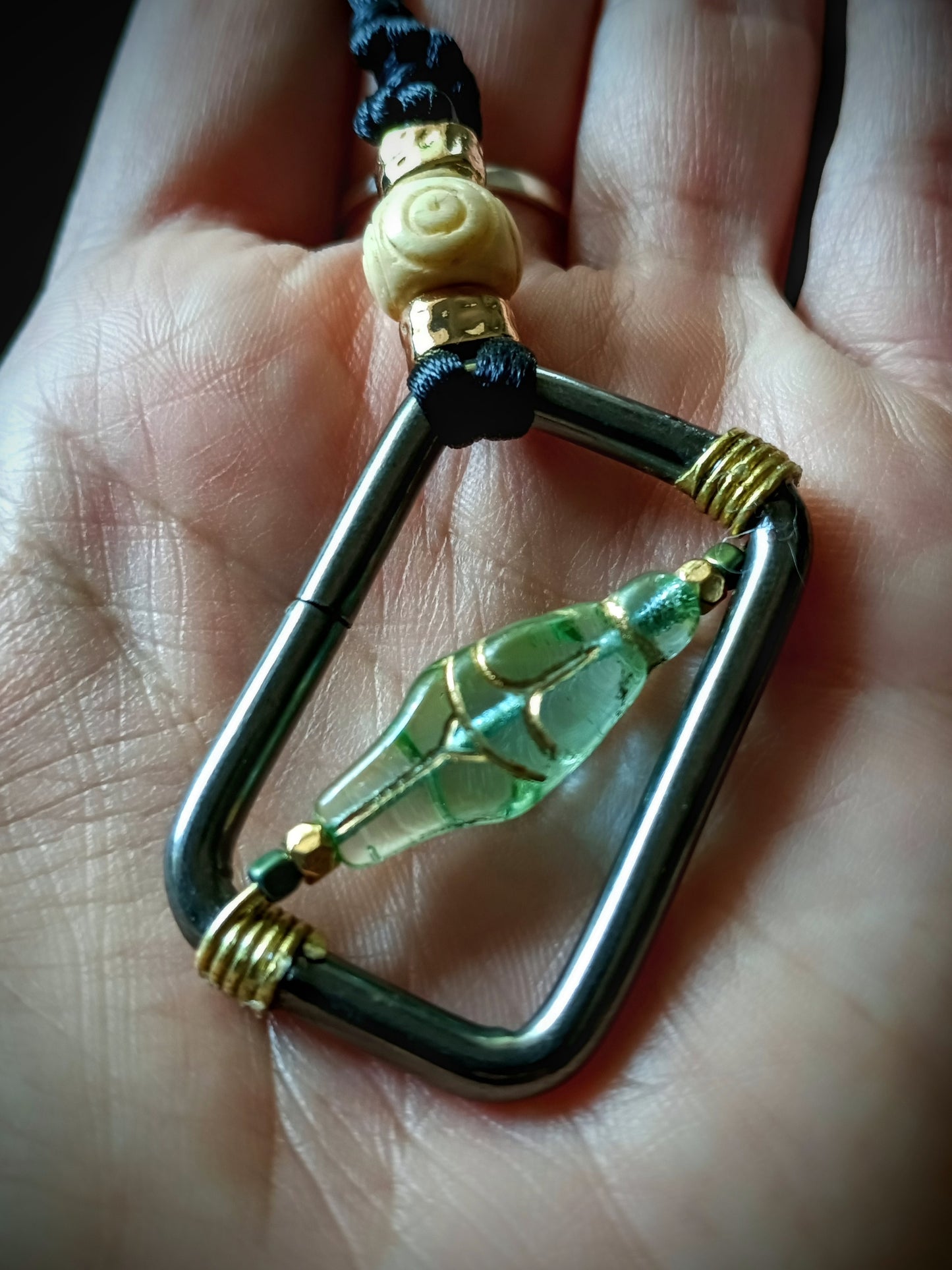 Dancing Goddess Uranium Glass Tall Fidget Necklace